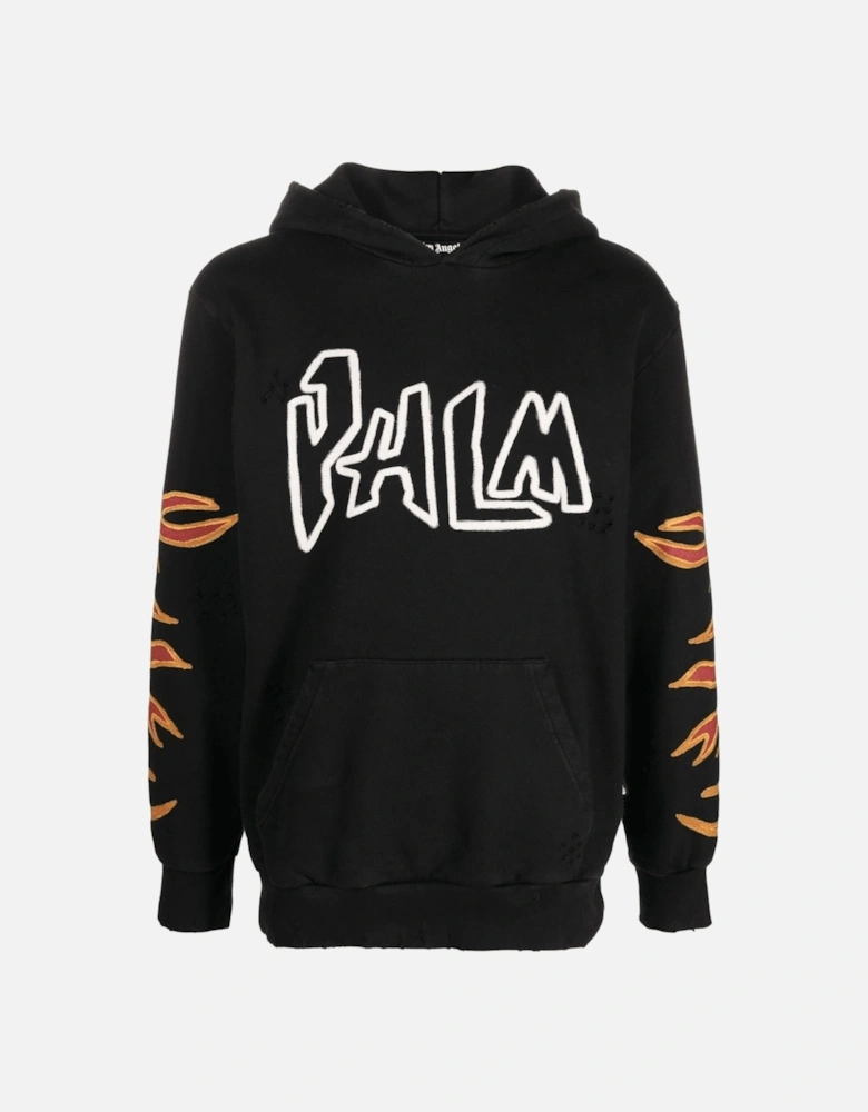 GRAFFITI FLAMES HOODIE BLACK