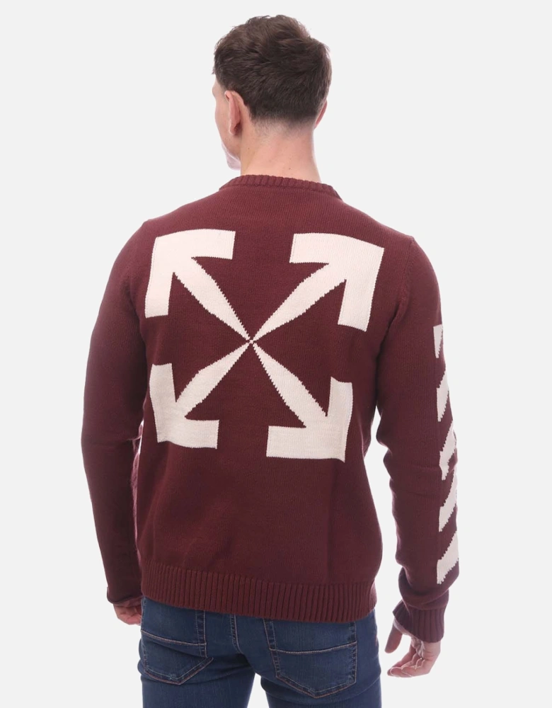 Diagonal Arrow Knit Crewneck Sweater