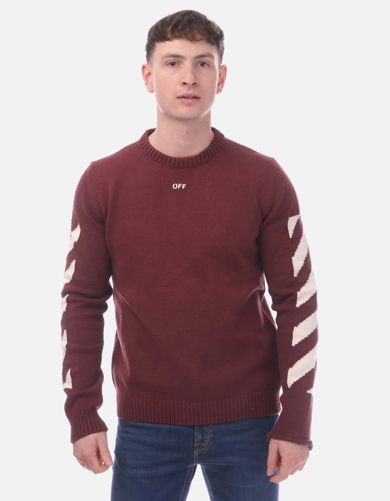 Diagonal Arrow Knit Crewneck Sweater