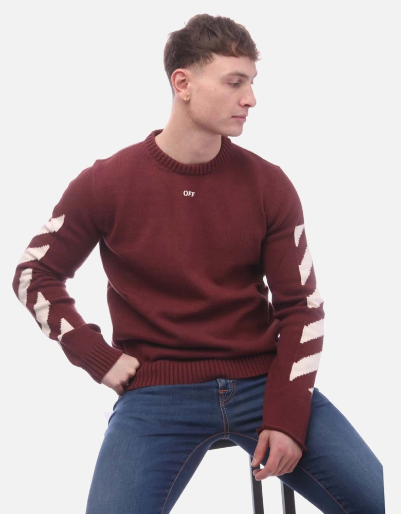 Diagonal Arrow Knit Crewneck Sweater