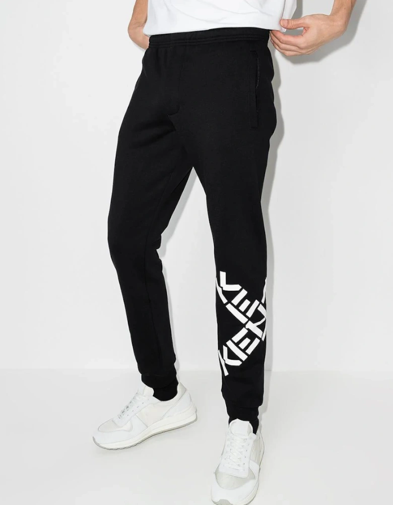 Big X Logo Printed Joggers in Black