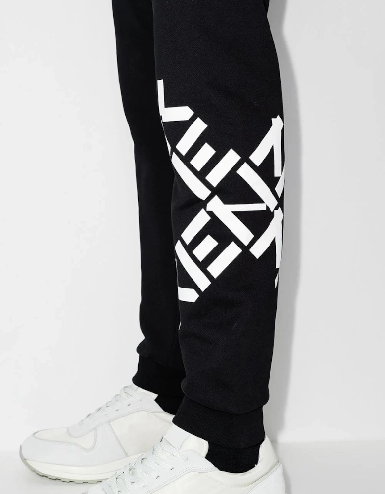 Big X Logo Printed Joggers in Black