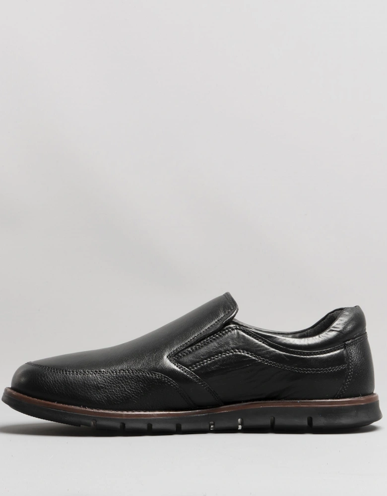 ADONIS Mens Leather Slip on Shoes Black