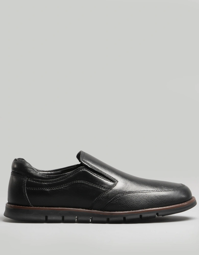 ADONIS Mens Leather Slip on Shoes Black