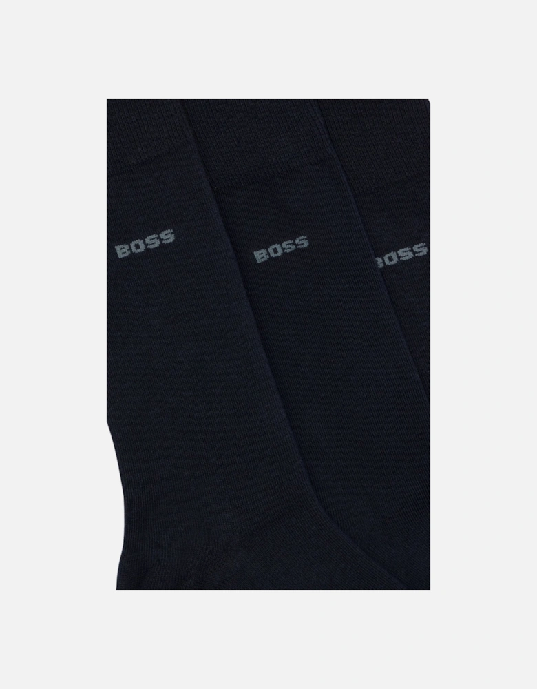 3-Pack Combed Cotton Socks, Navy