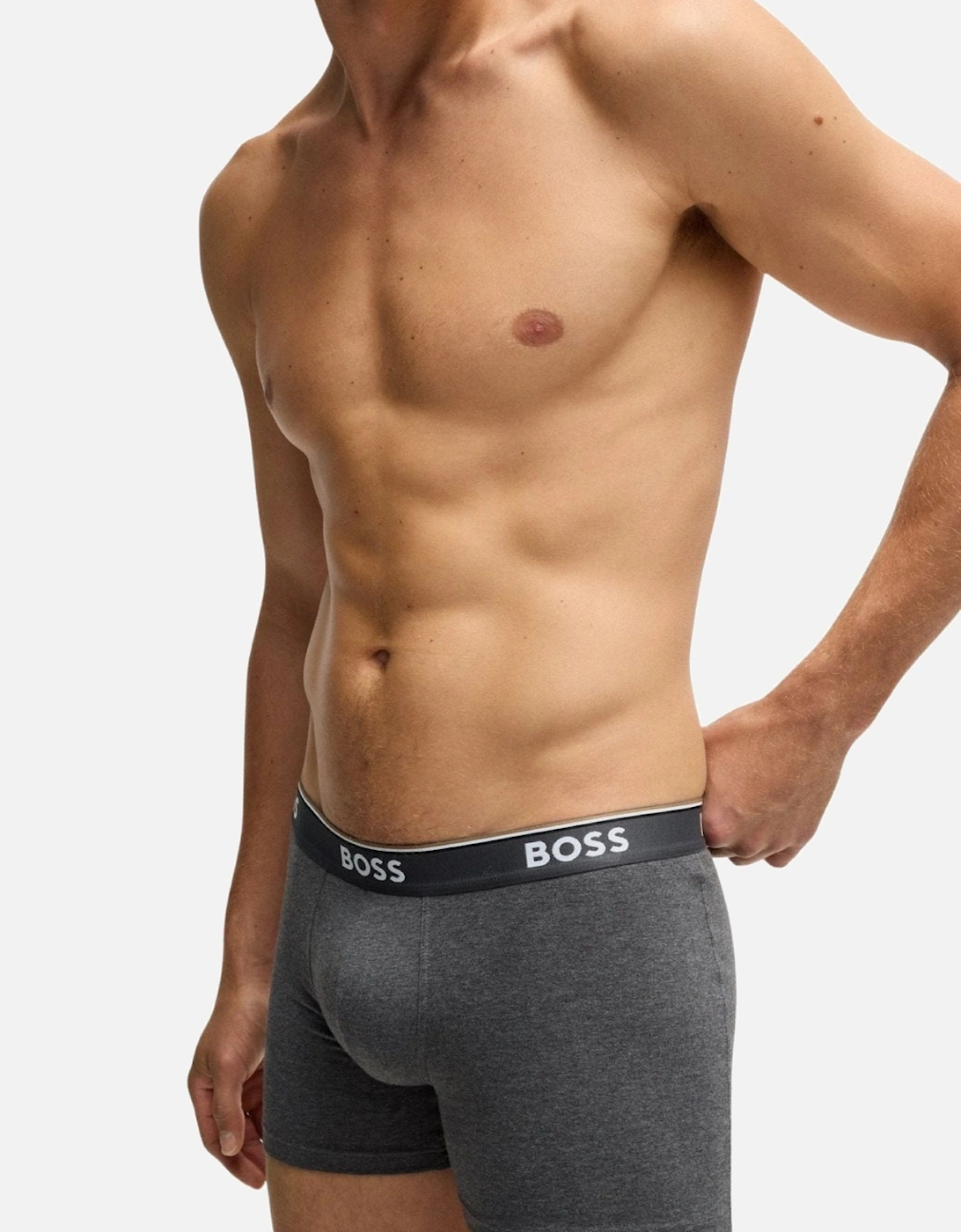 3-Pack Power Logo Boxer Briefs, Grey/Charcoal/Black