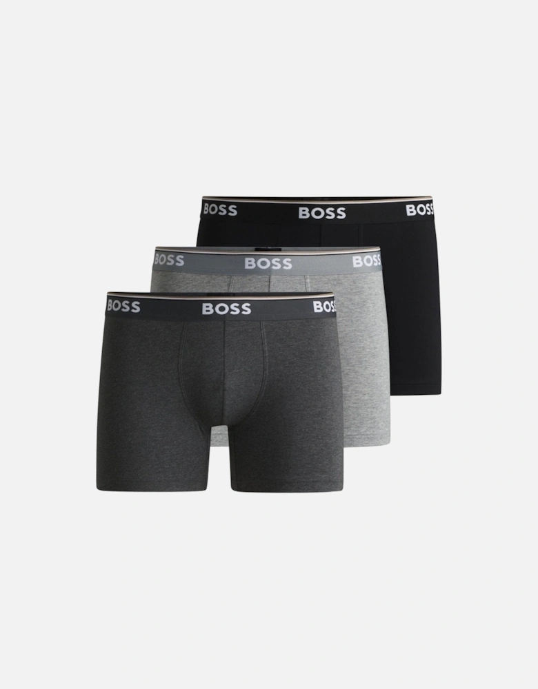 3-Pack Power Logo Boxer Briefs, Grey/Charcoal/Black