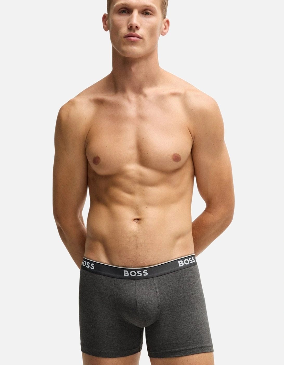 3-Pack Power Logo Boxer Briefs, Grey/Charcoal/Black