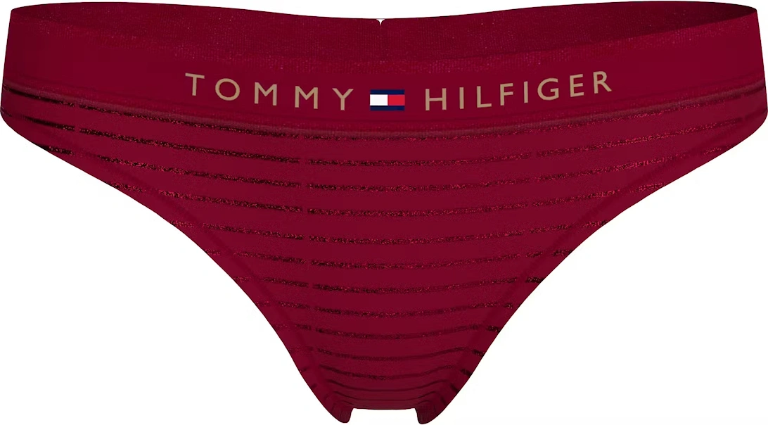 Tommy Hilfiger Tommy Hilfiger Women's Lurex Pinstripe Thong, Deep Rouge