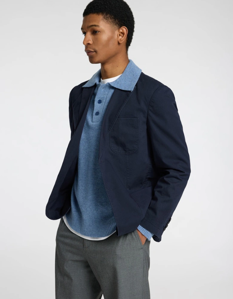 Homme Glen Regular Fit Washed Blazer Dark Sapphire