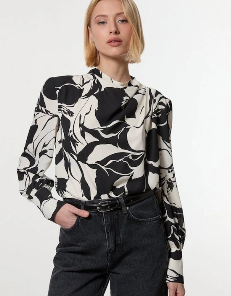 Printed Woven High Neck Blouse