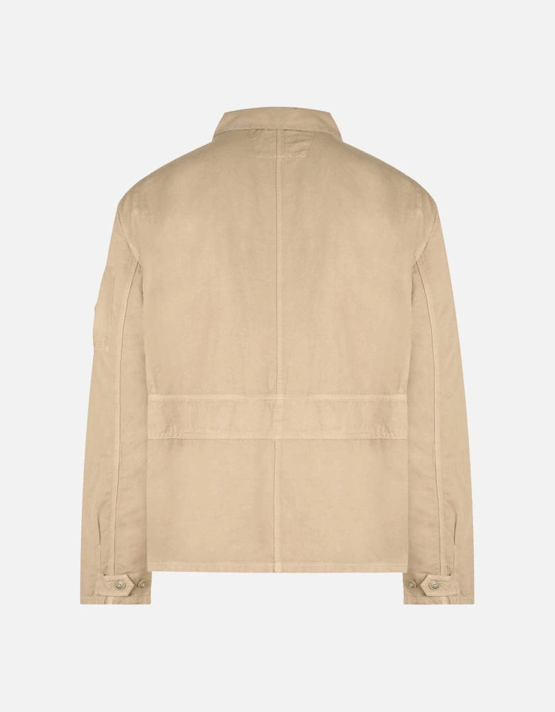 Cotton Linen Zip Overshirt Beige