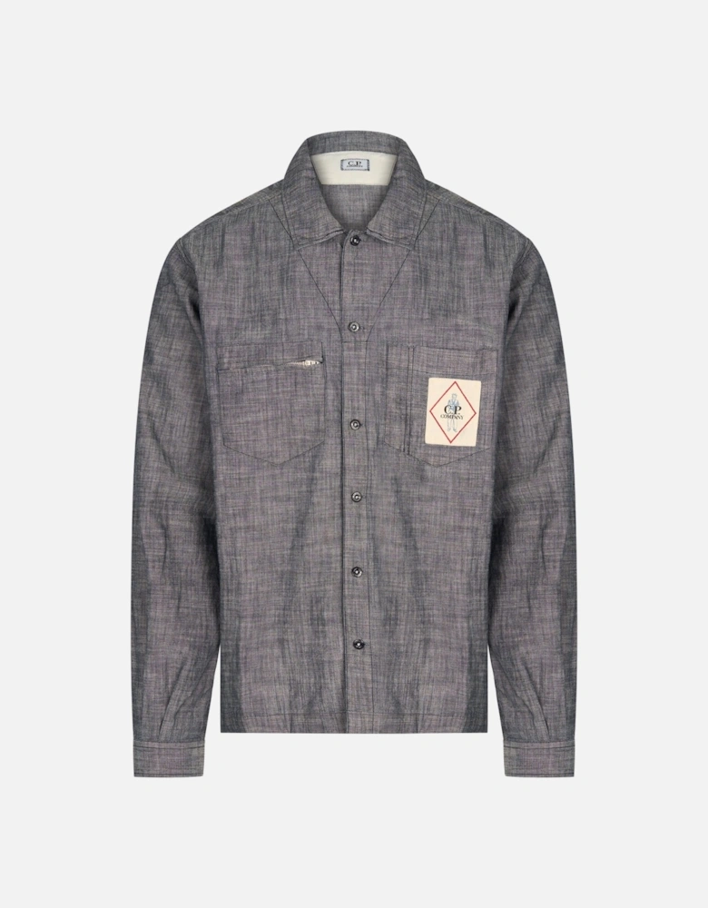 Chambray Patch Logo Shirt Blue