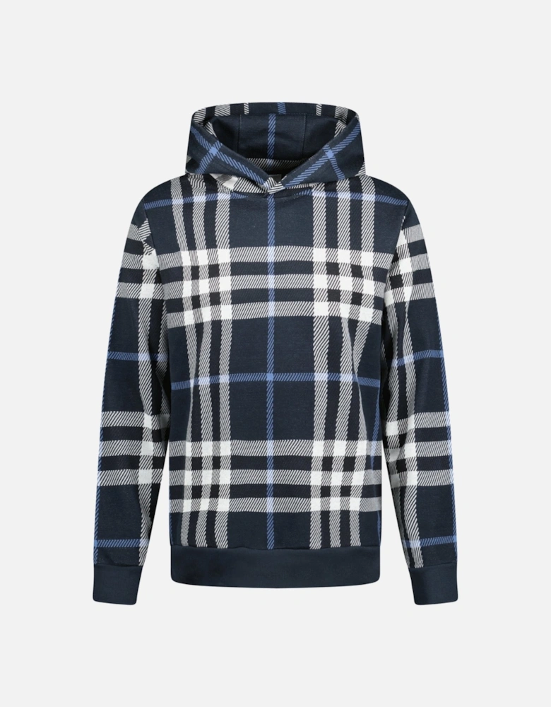 'Ferryton' Check Hoodie in Blue and White