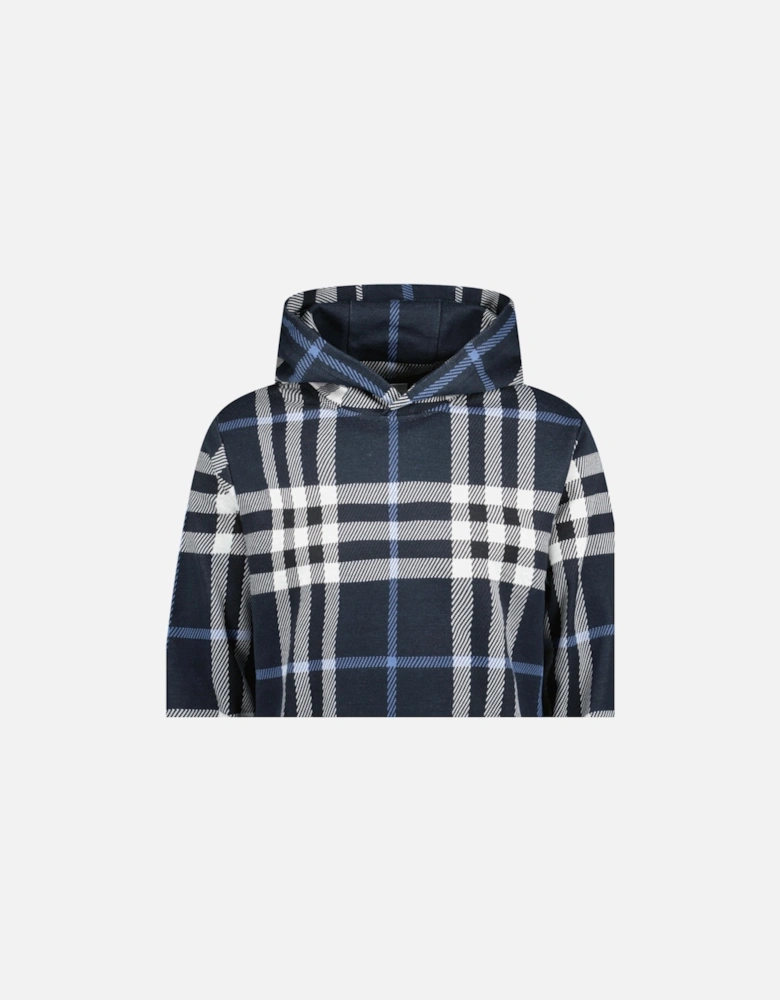 'Ferryton' Check Hoodie in Blue and White