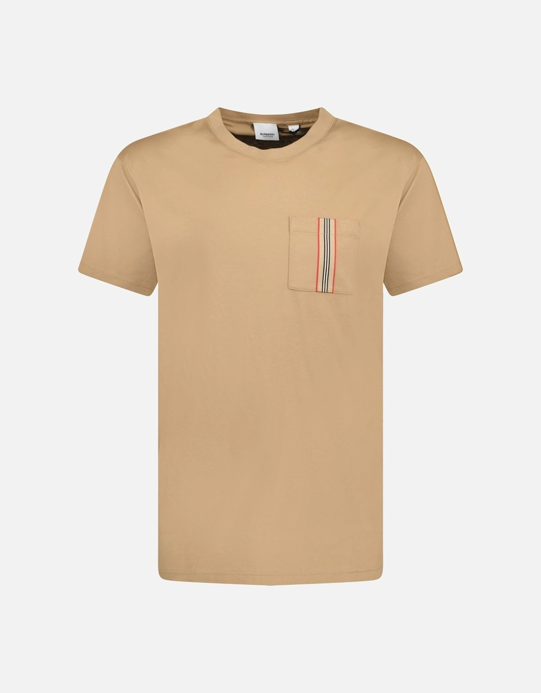 'Ellison' Stripe Embroidery T-Shirt Camel Beige, 3 of 2