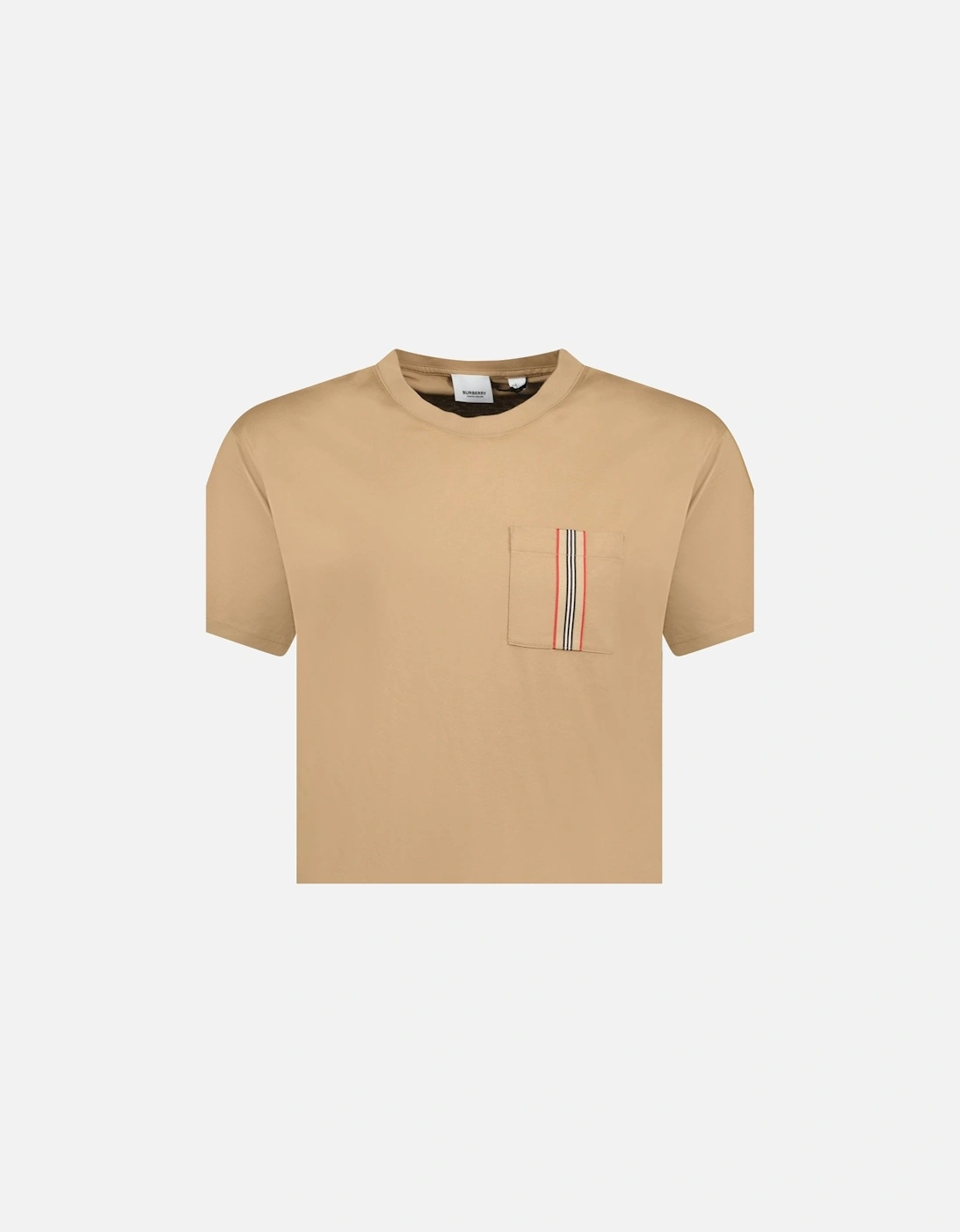 'Ellison' Stripe Embroidery T-Shirt Camel Beige