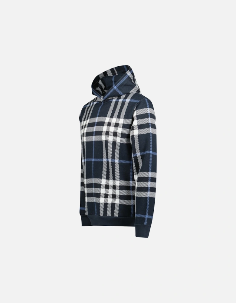 'Ferryton' Check Hoodie in Blue and White