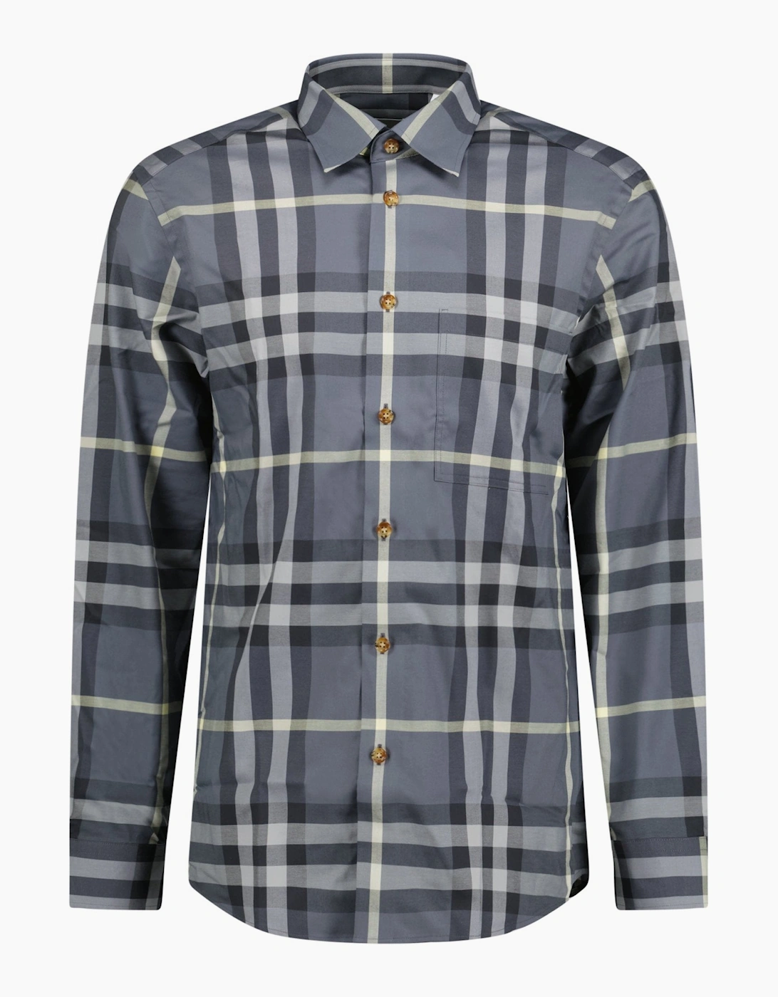 Men's Burberry 'Claverdon' Check Shirt in Grey & Black - Size: 38/Regular