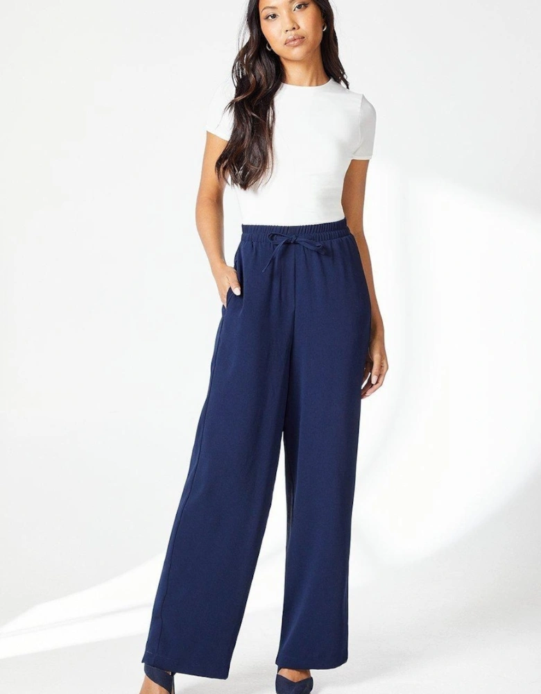 Womens/Ladies Drawstring Waist Wide Leg Trousers