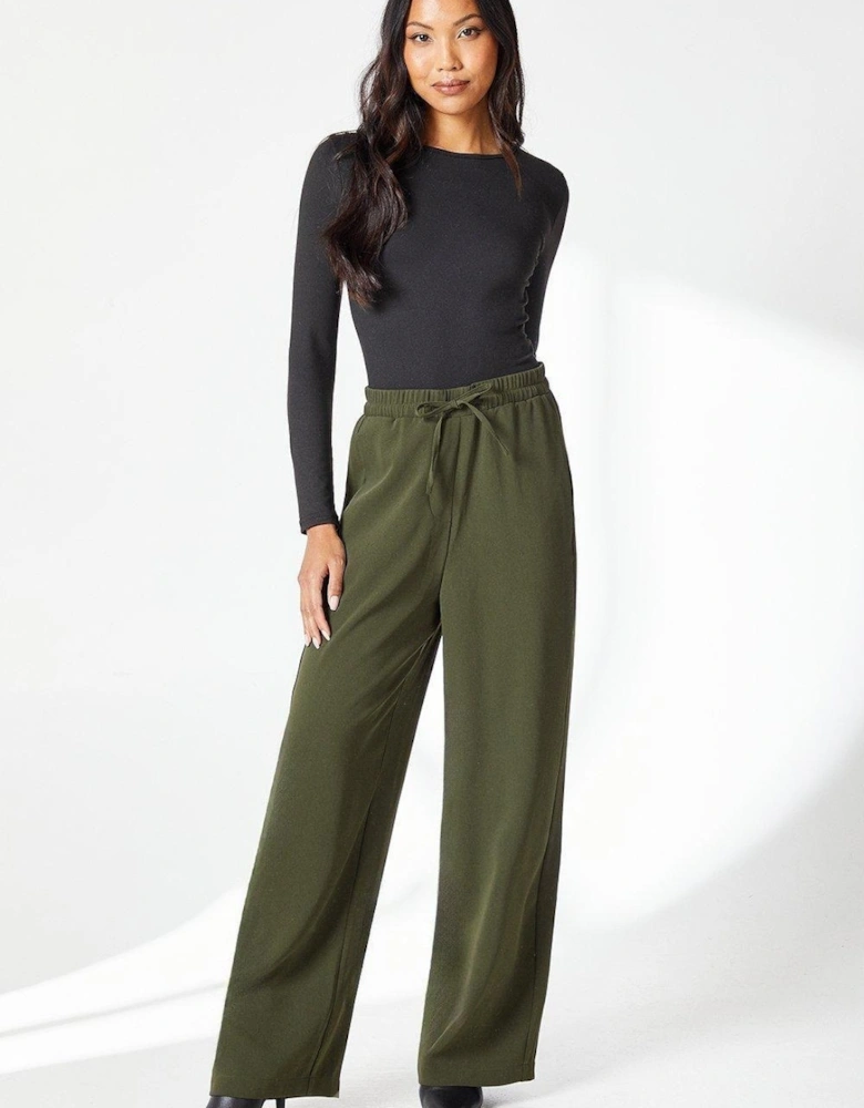 Womens/Ladies Drawstring Waist Wide Leg Trousers