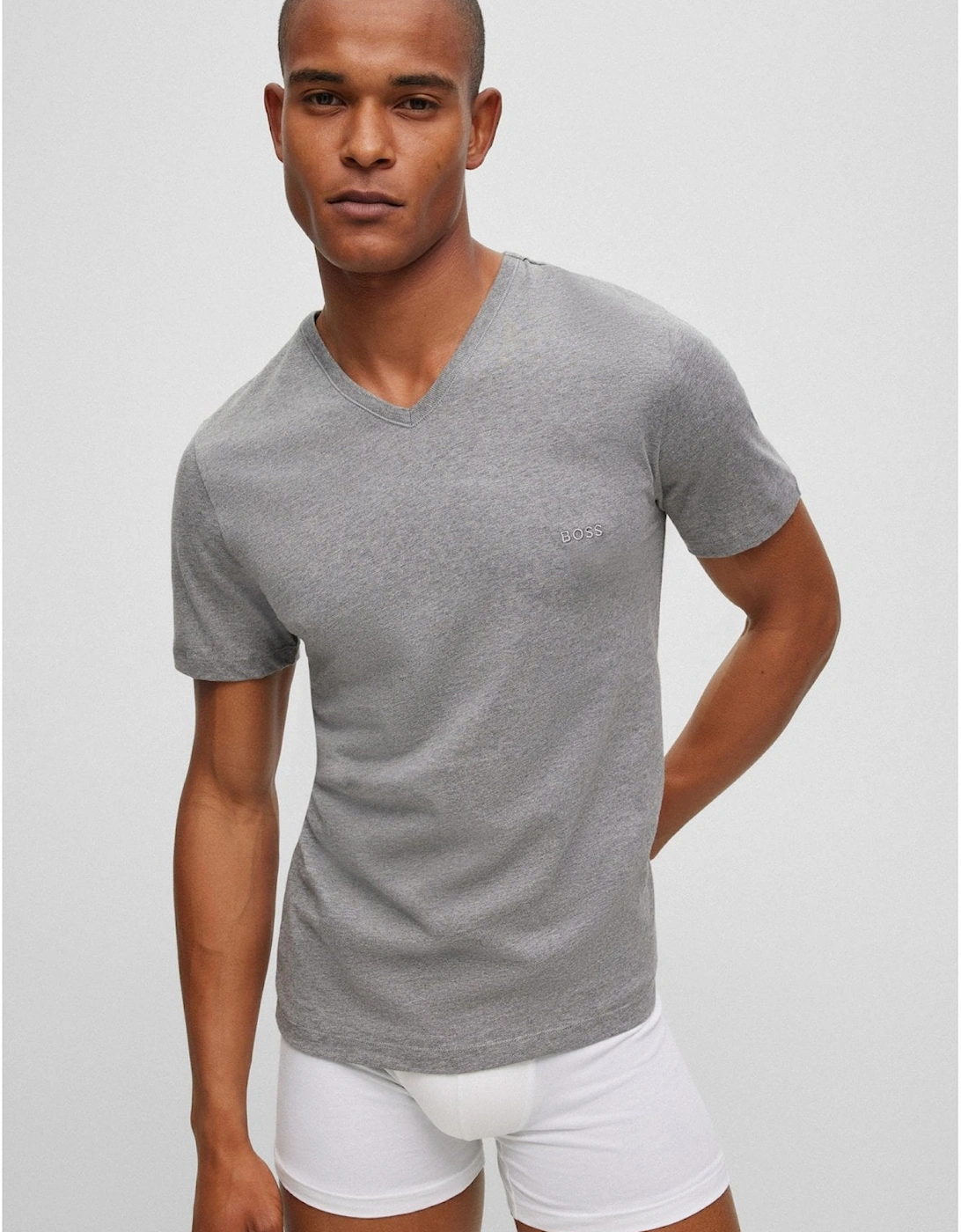 3-Pack Classic-Fit V-Neck T-Shirts, Black/White/Grey