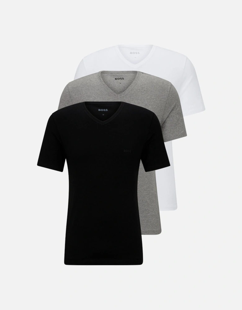 3-Pack Classic-Fit V-Neck T-Shirts, Black/White/Grey