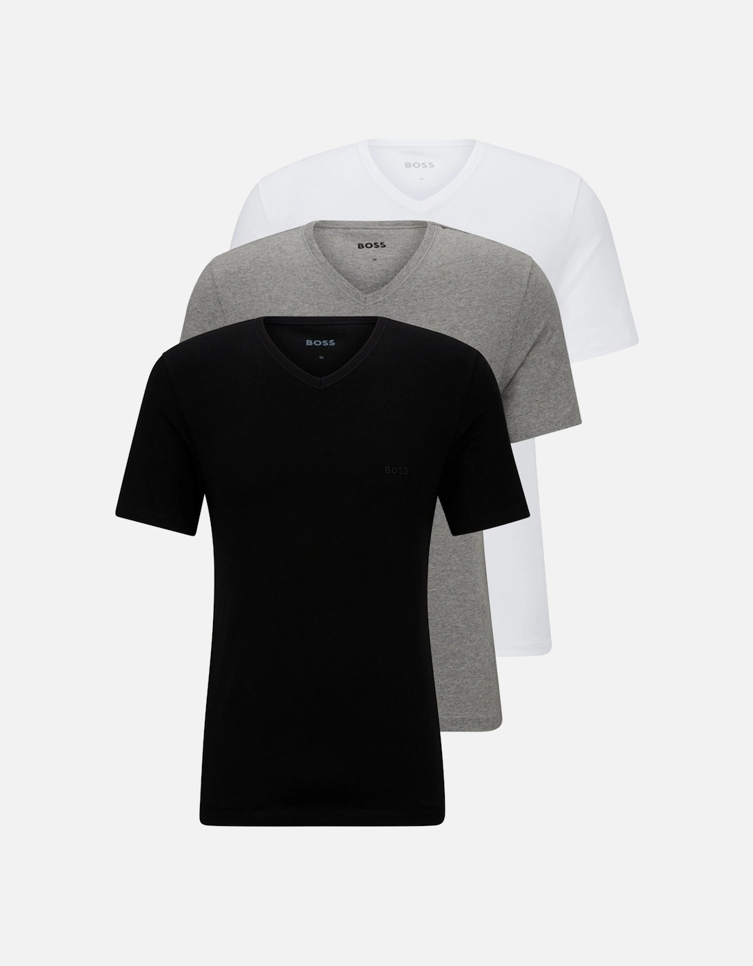 3-Pack Classic-Fit V-Neck T-Shirts, Black/White/Grey, 6 of 5