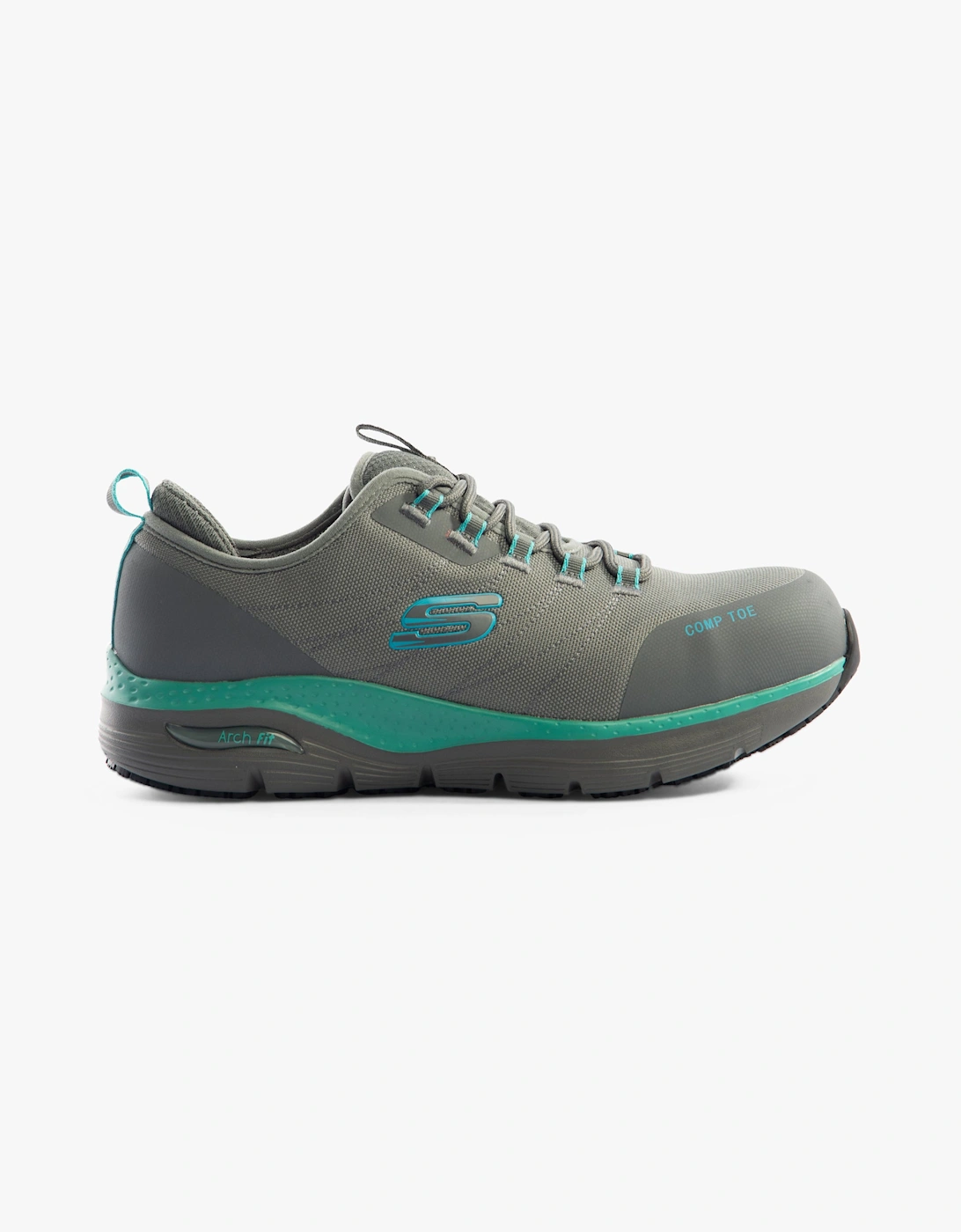 Women's Skechers Work 108075EC ARCH FIT SR - EBINAL Womens Safety Trainers Grey/Aqua - Size: 6