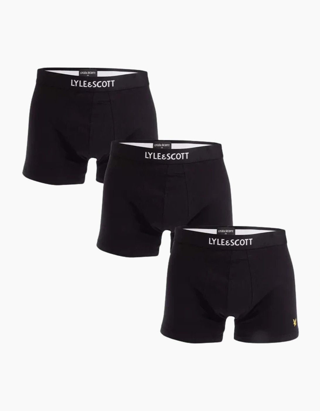 Lyle And Scott Men's Black/Black/Black 3-Pack Devon Boxer Trunks, - Size 33/32/32