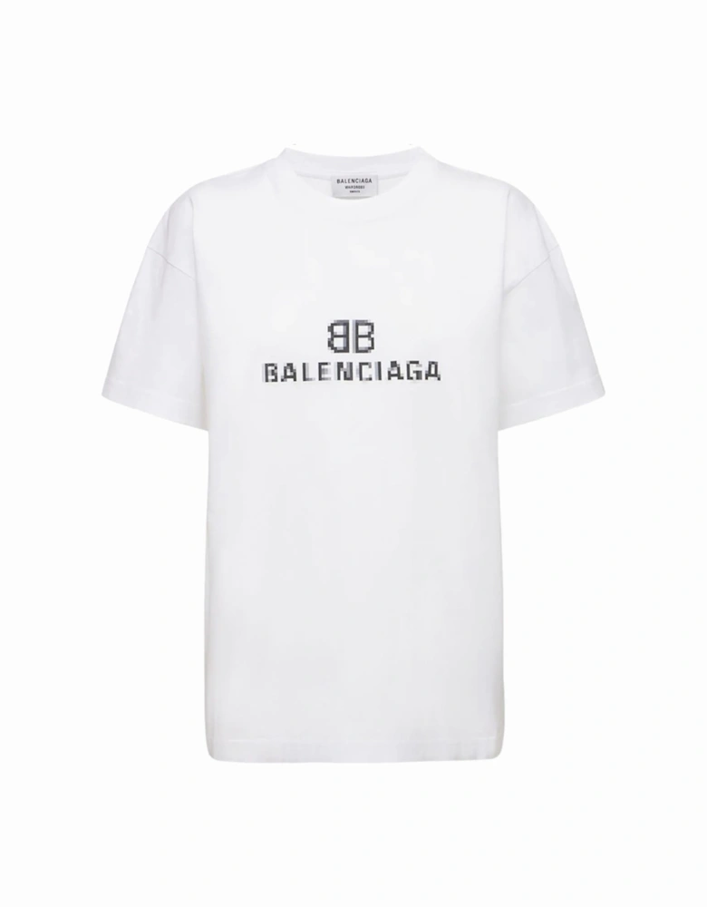 Pixelated BB Logo Printed T-Shirt in White