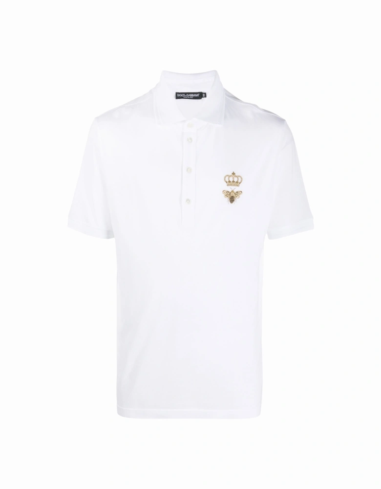 Embroidered Piqué Polo in White