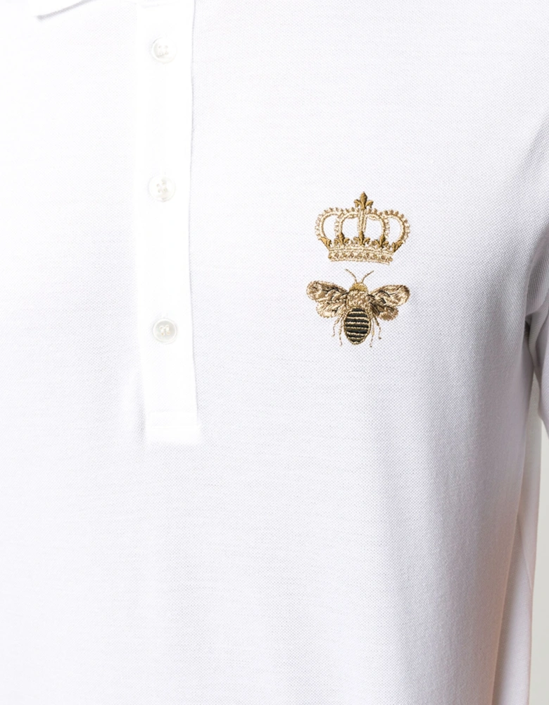 Embroidered Piqué Polo in White