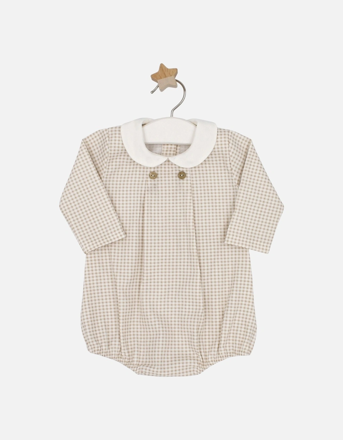 Beige Check Romper, 2 of 1