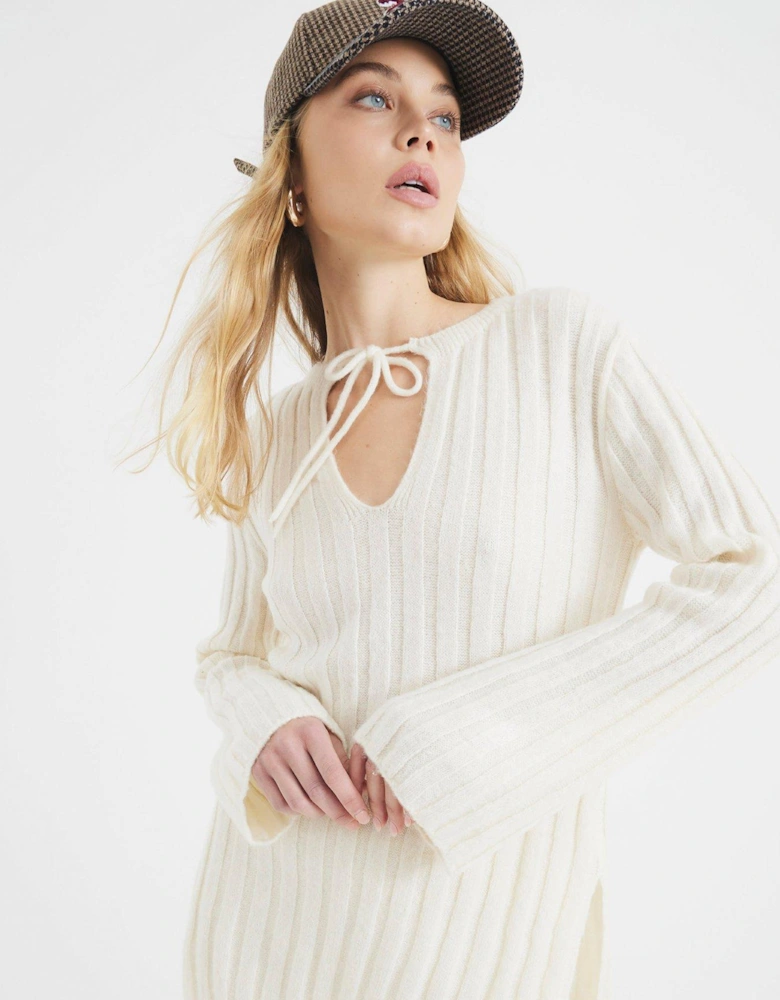 Ribbed Tunic Top - Cream