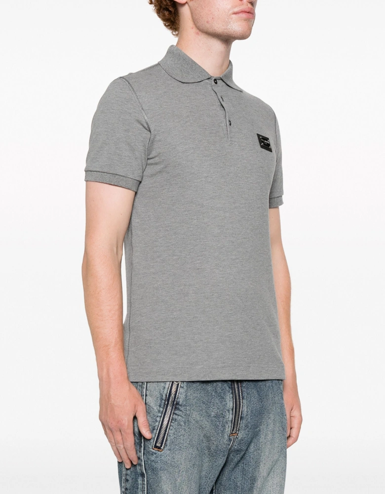 Silver Plaque Logo Polo in Grey