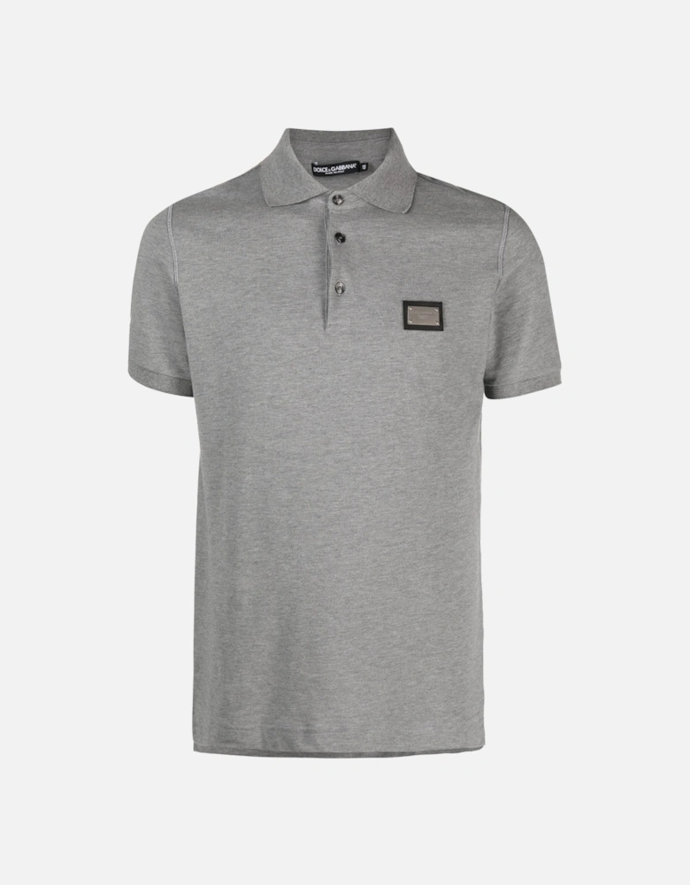 Silver Plaque Logo Polo in Grey