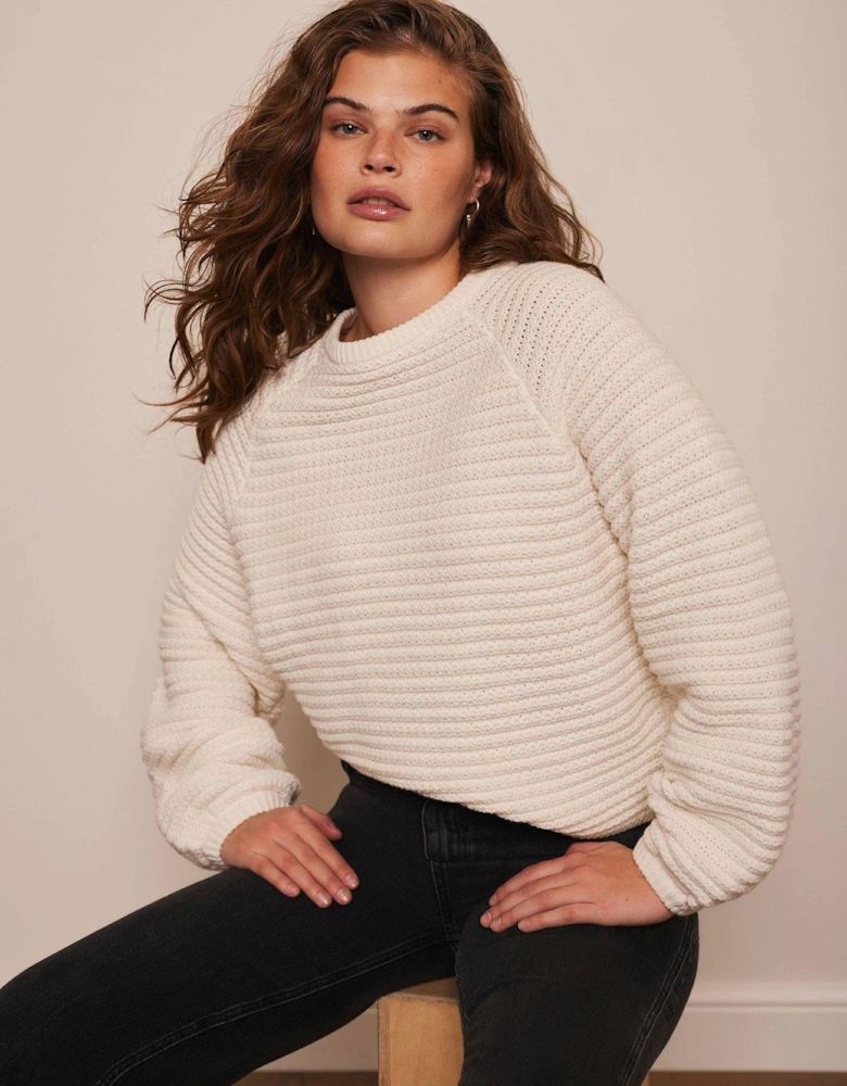 Ivory Cotton Ribbed Jumper - Cream