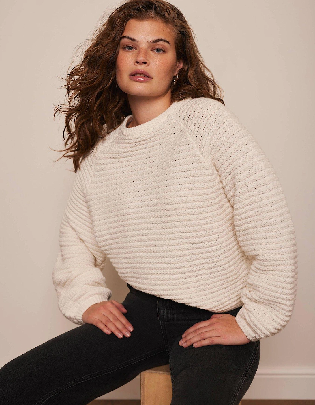 Ivory Cotton Ribbed Jumper - Cream, 2 of 1