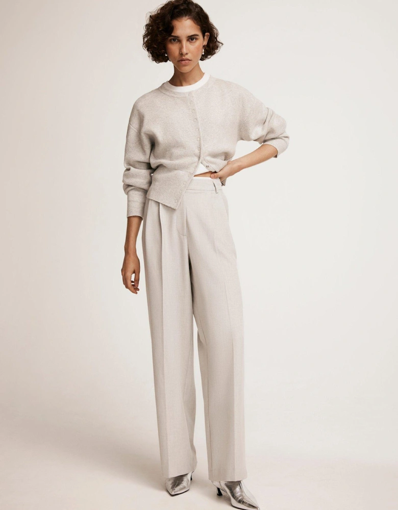 Pleated Wide Trousers - Grey