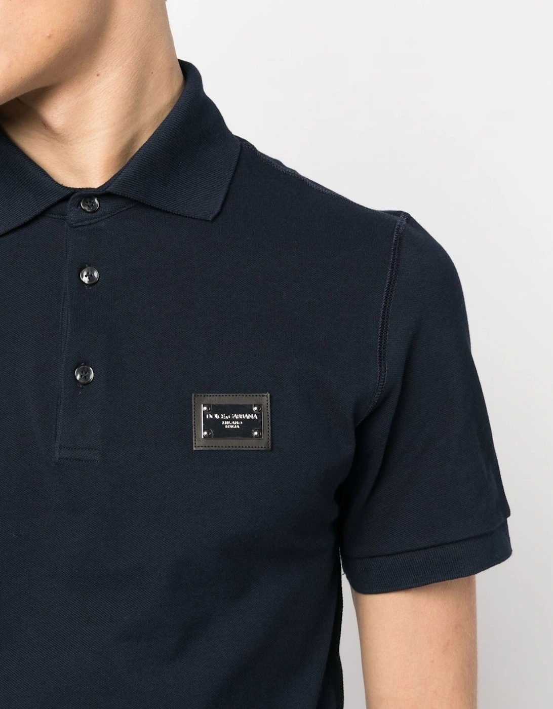 Silver Plaque Polo in Navy