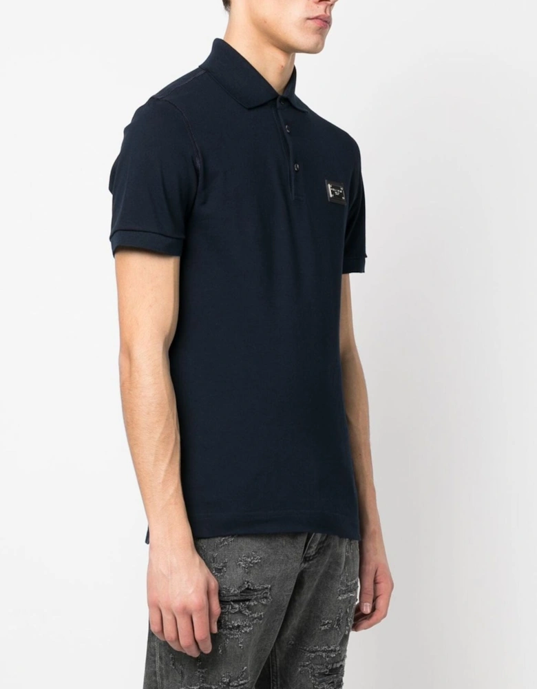 Silver Plaque Polo in Navy