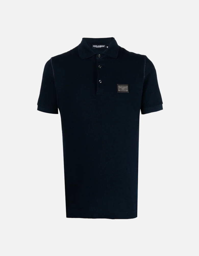 Silver Plaque Polo in Navy