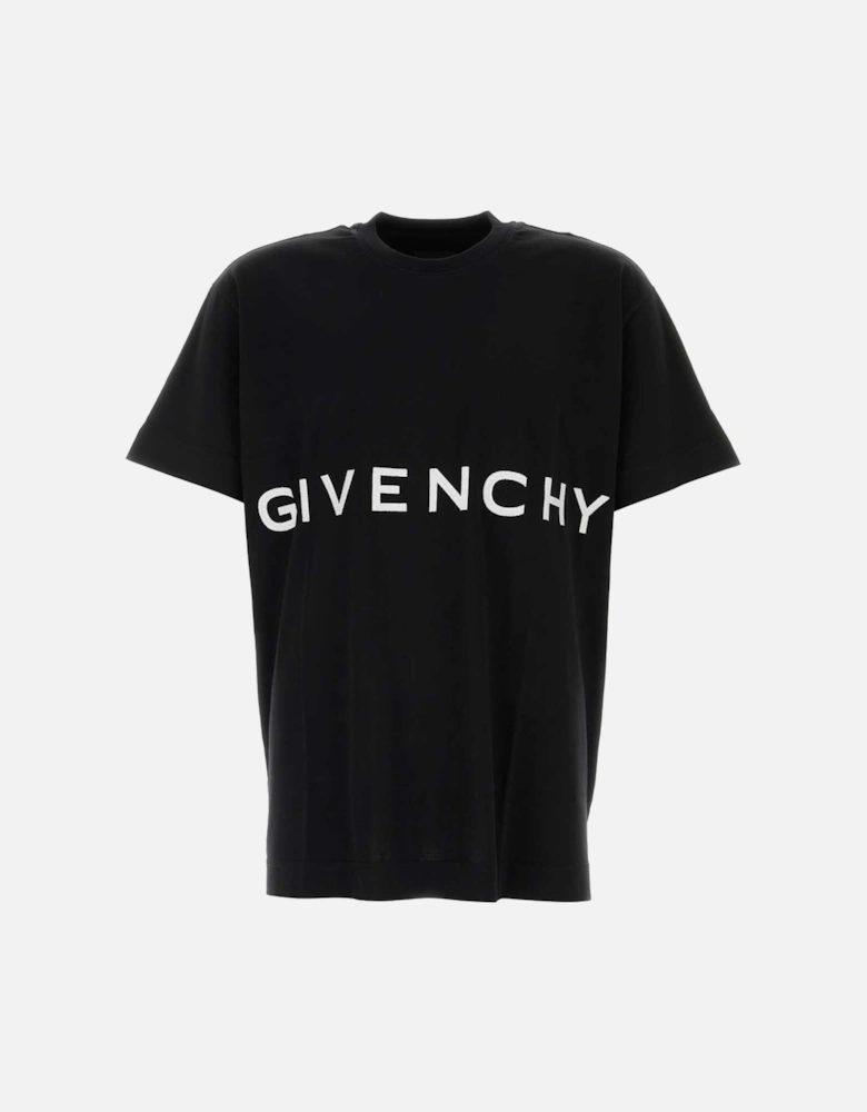 4G Embroidered Logo Printed Oversized T-Shirt in Black