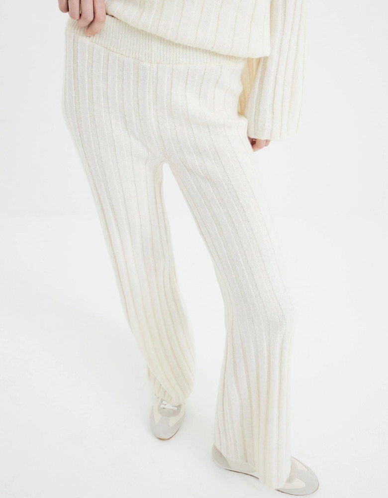 Ribbed Flare Trouser - Cream