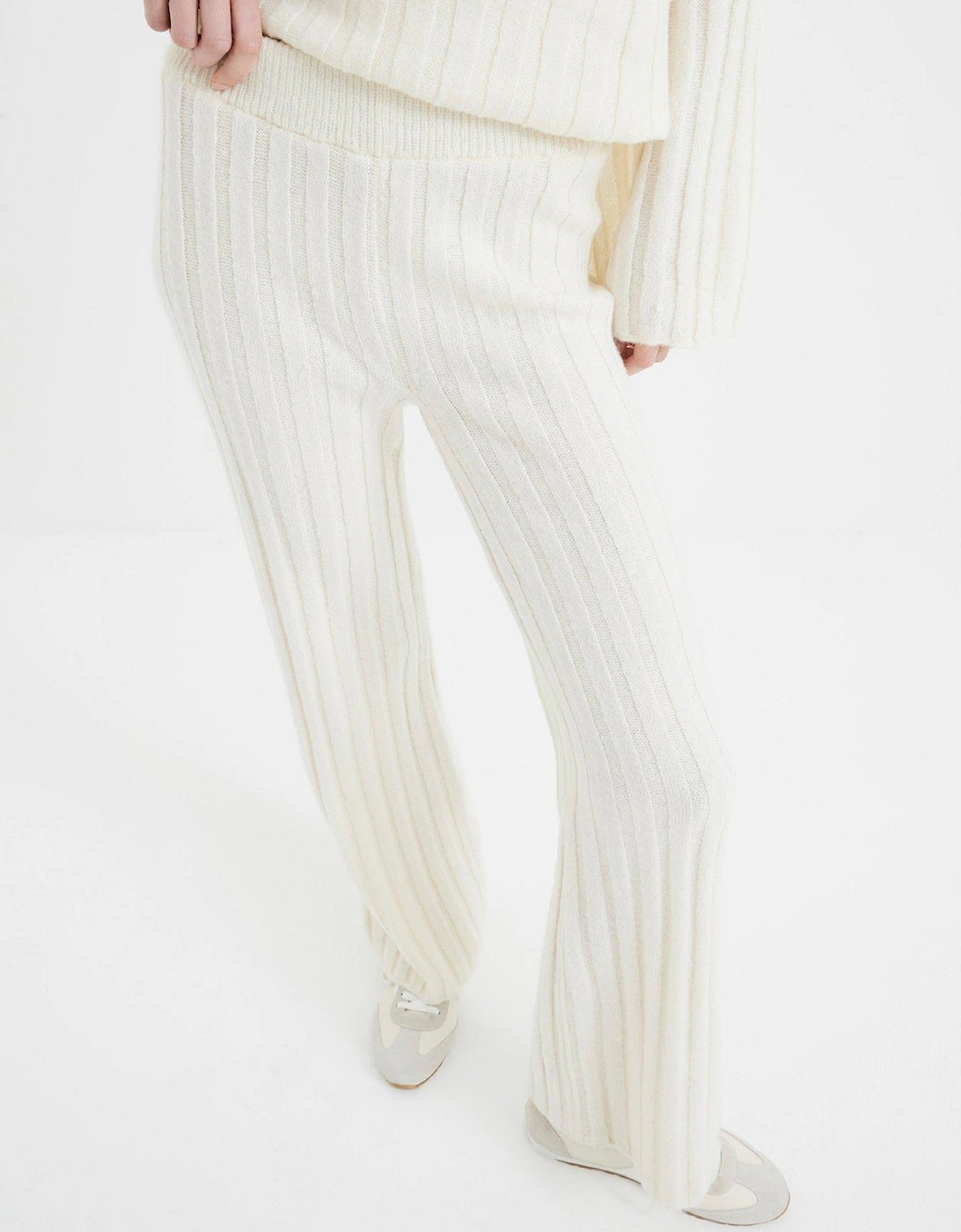 Ribbed Flare Trouser - Cream, 5 of 4