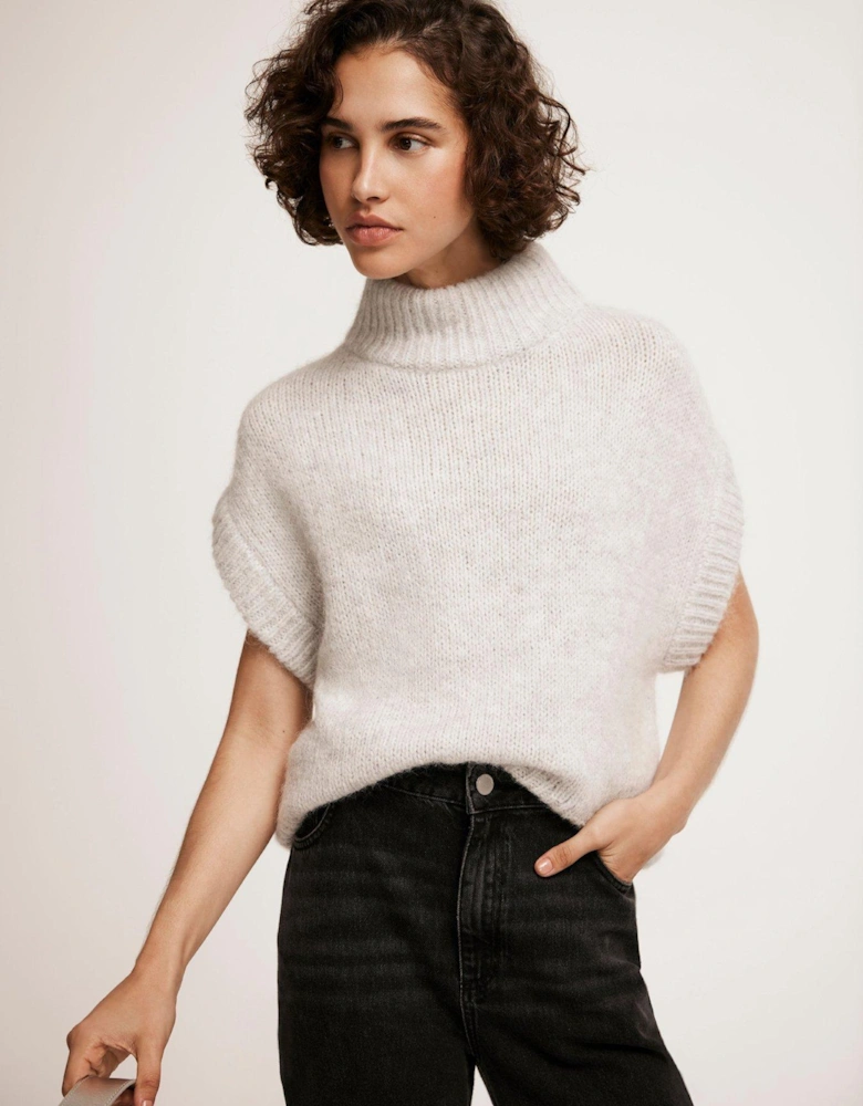 Wool Blend Knit Top - Grey