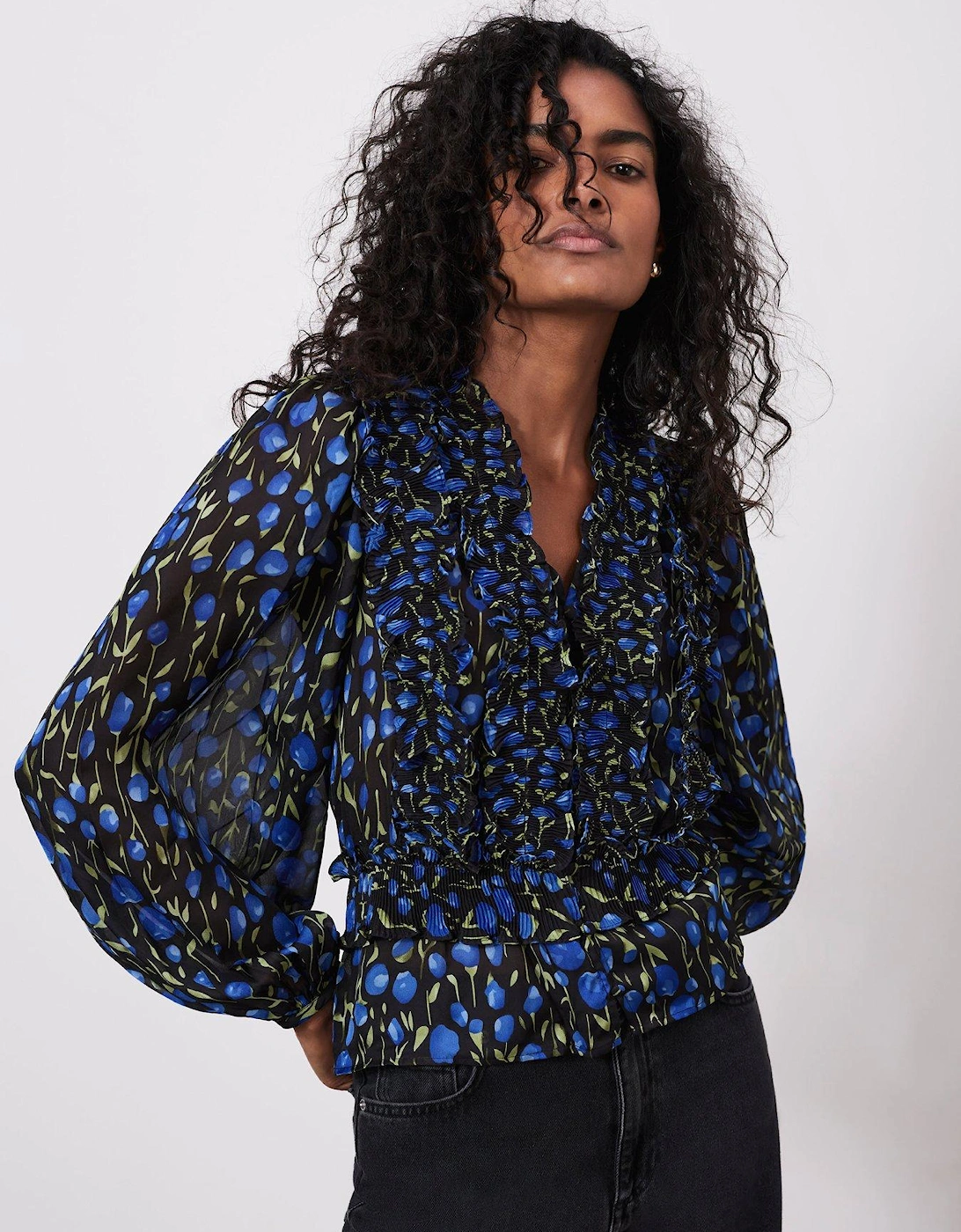 Floral Print Blouse - Blue, 2 of 1