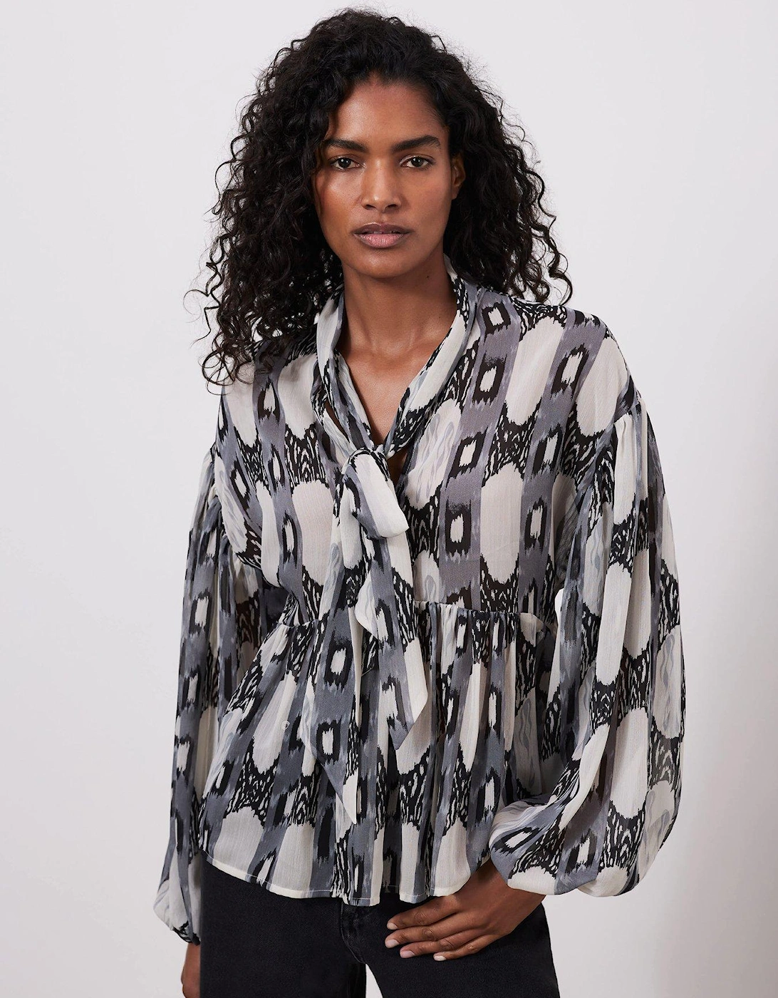 Abstract Print Blouse - Grey, 2 of 1