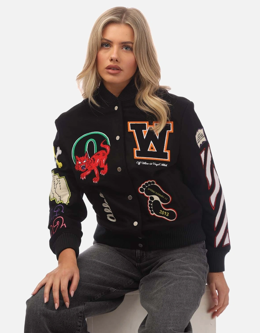 Embroidered Patches Varsity Bomber Jacket